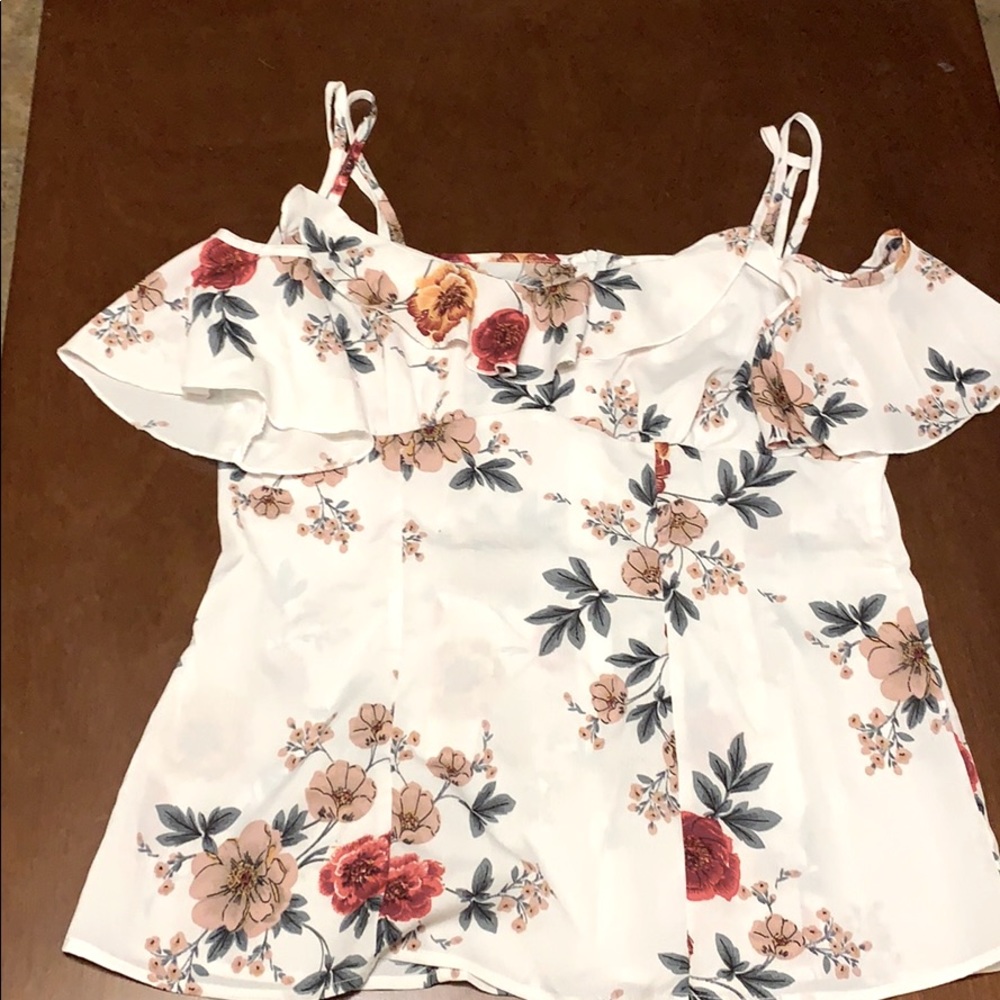 White Floral 2 strap tank